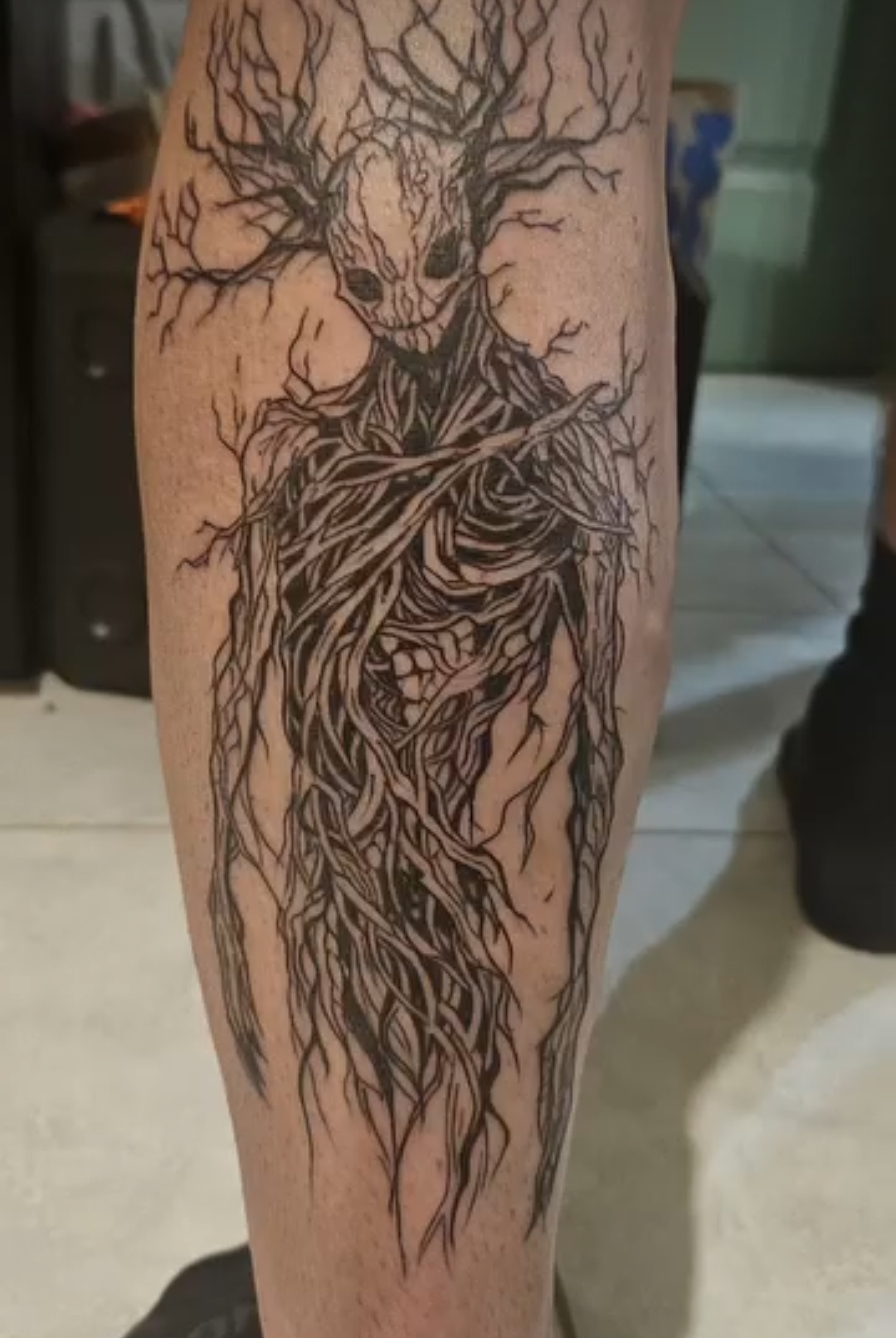 Tatouage hibou et chauve-souris